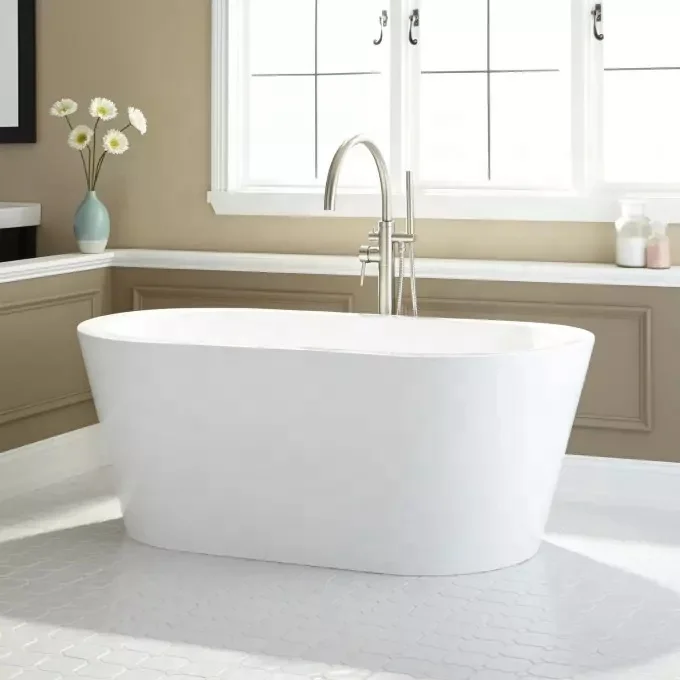 American Style Freestanding Acrylic Fiber Glass Oval Shower Small Size Bath  Tub Indoor Bathtubs