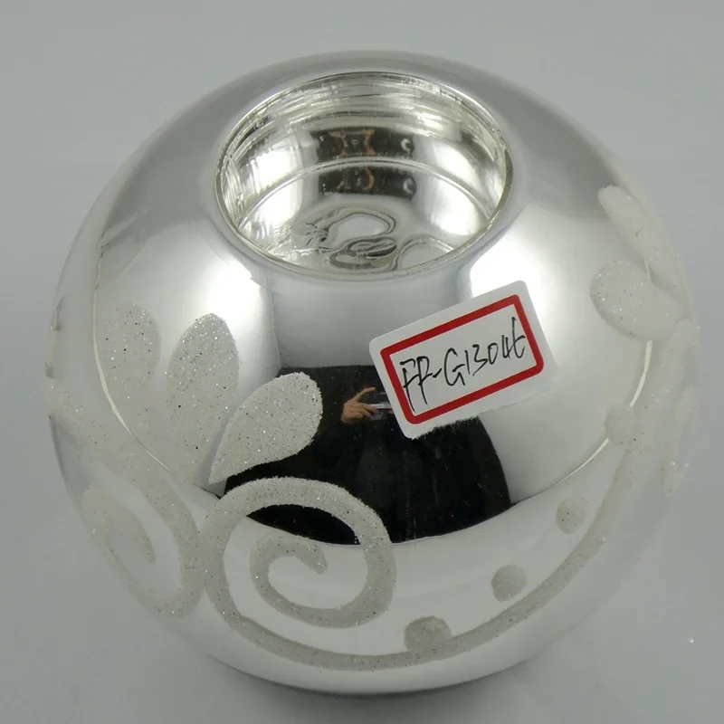 2022 New Design Factory Supply Glass Christmas Ball Candle Holder/Glass Hand Paint Candle Holder/Glass Candle Holder for Holiday