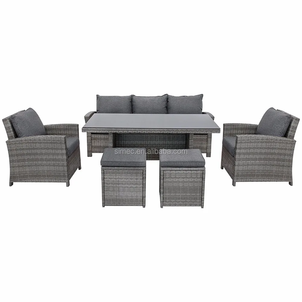 
custom make whole sale outdoor corner sofa set with casual dining table 