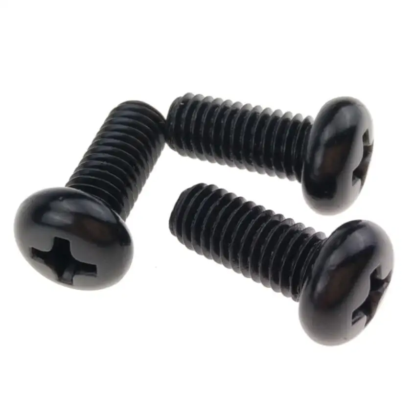 
Pan Head Machine Screws M5 Black Galvanized Steel Flat Point 