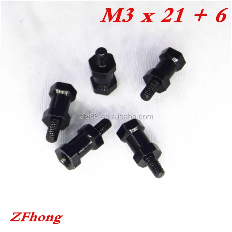 Wholesale m3 *21 +6 Male To Female Red or Black Color Anodized Aluminum Hex Pillar Standoff Spacer For Rc Part
