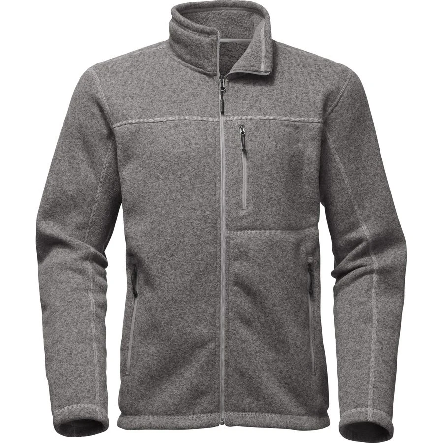 
Men soft warm full zipper fleece stand collar gray jacket with chest pocket 