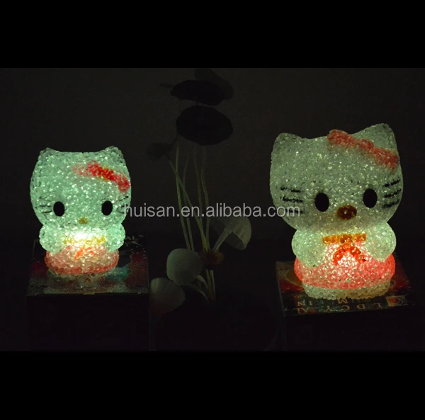 LED hello kitty night lamp  EVA LED changing color night light  Crystal hello Kitty lamp