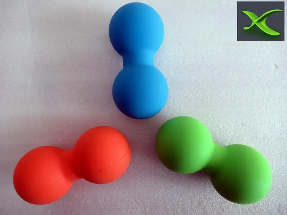 
Odorless no smell vulcanized rubber inject molded double round hard solid peanut massage ball yoga ball Pet dog toy ball 