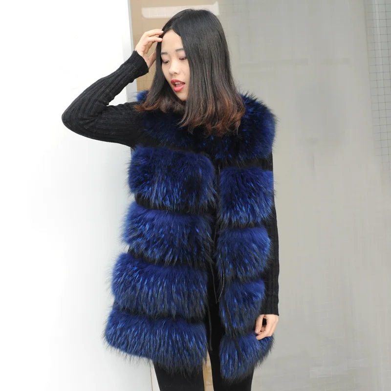 CX-G-B-247D New Fashion Women Custom Raccoon Real Fur Vest