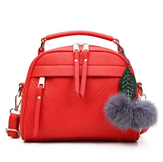 
Fashion PU Leather Handbag for Women 2019 New Girl Messenger Bags with Ball Toy Bolsa Female Shoulder Bags Ladies Party Handbags 