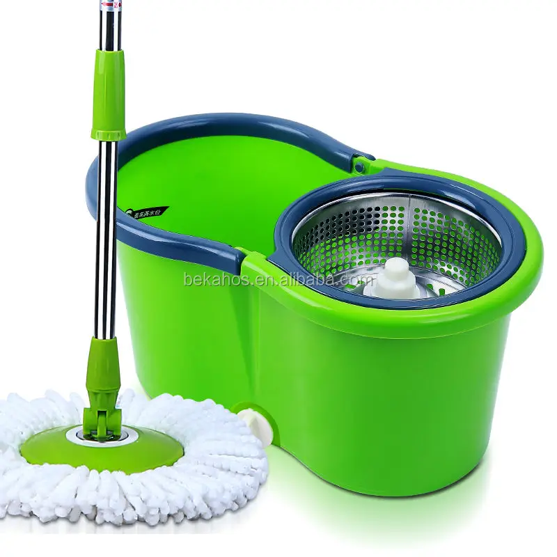 Bekahos 360 Rotating Degree Spin Easy Life Mop Magic Mop Bucket With 2 High Density Microfiber Mop Refill