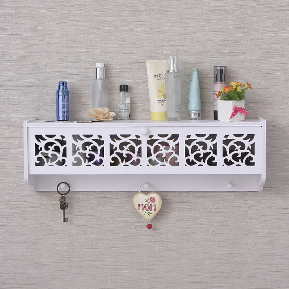 G0224 carved commodity shelf white home decoration modern wood wall shelf wall hanging decoration wall mounting bracket