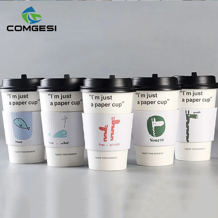 
wholesale printing paper coffee cups white cups for hot coffee with plastic lids sleeves 
