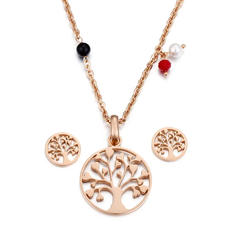 
Most Popular Ladies Fashion Jewelry Set Tree Of Life Necklace And Earring Set In Gold 