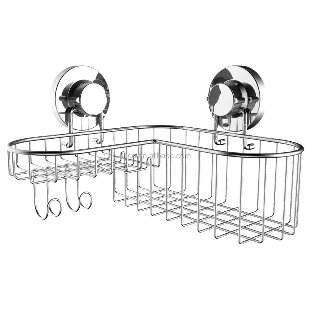 
Suction Stainless Steel Bathroom Corner Rack Corner Shelf 