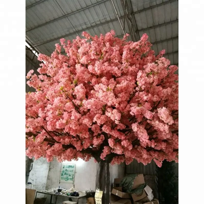 Fiberglass and iron trunk artificial silk flower cherry blossom tree manufacturer