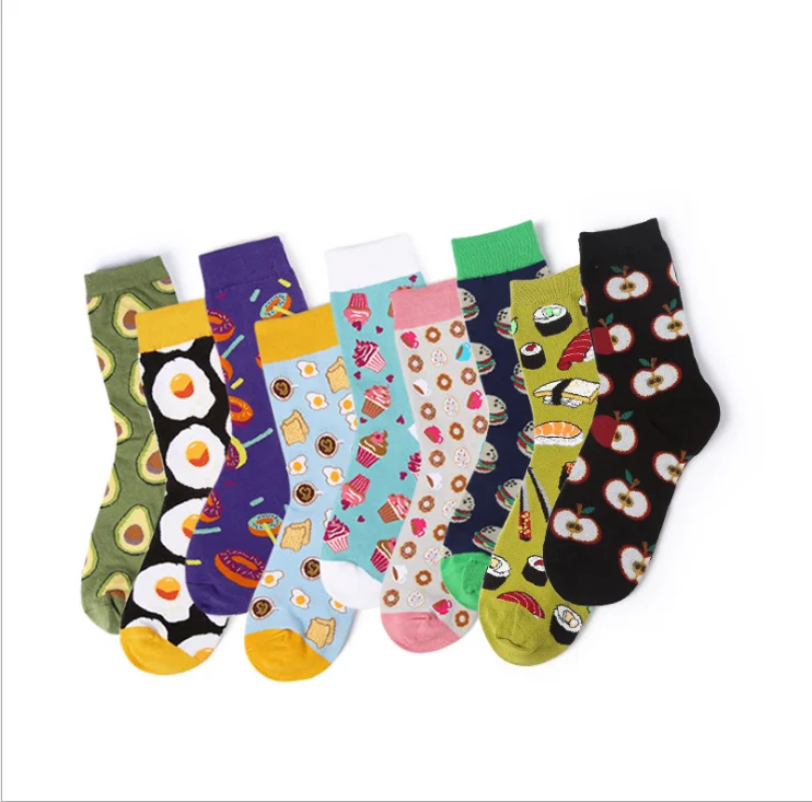 knit High quality fuzzy fruit banana printed happy girl novelty socks