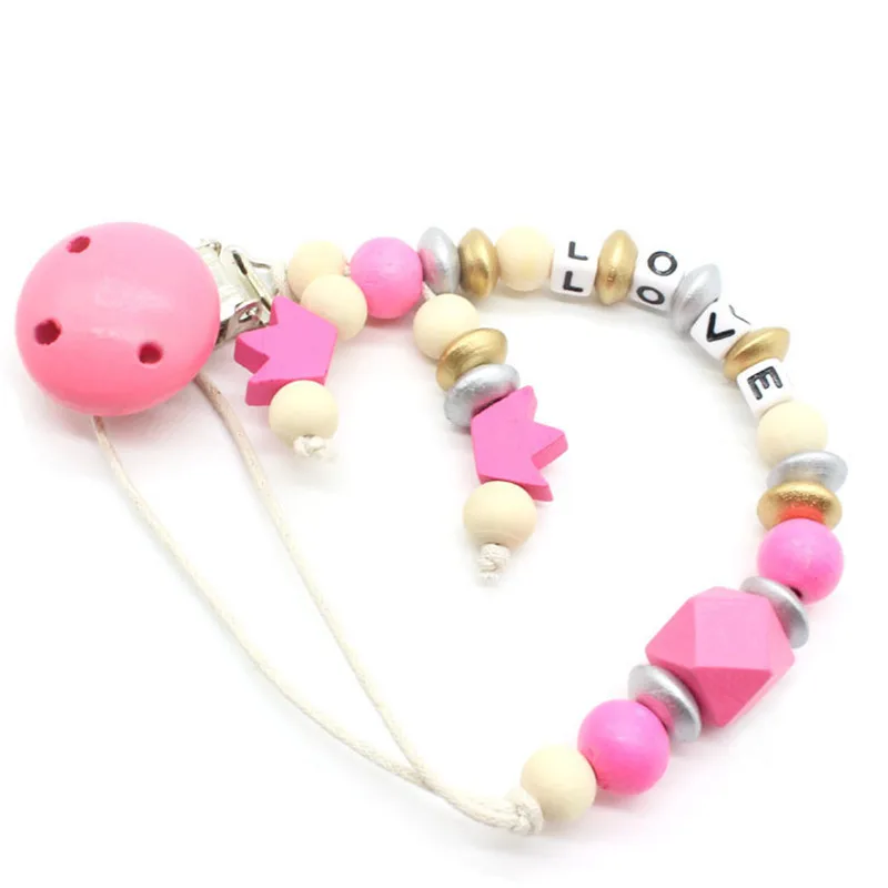 
DIY wood Personalised Name Baby Pacifier Clips Mantis Funny Baby Pacifier Chain 