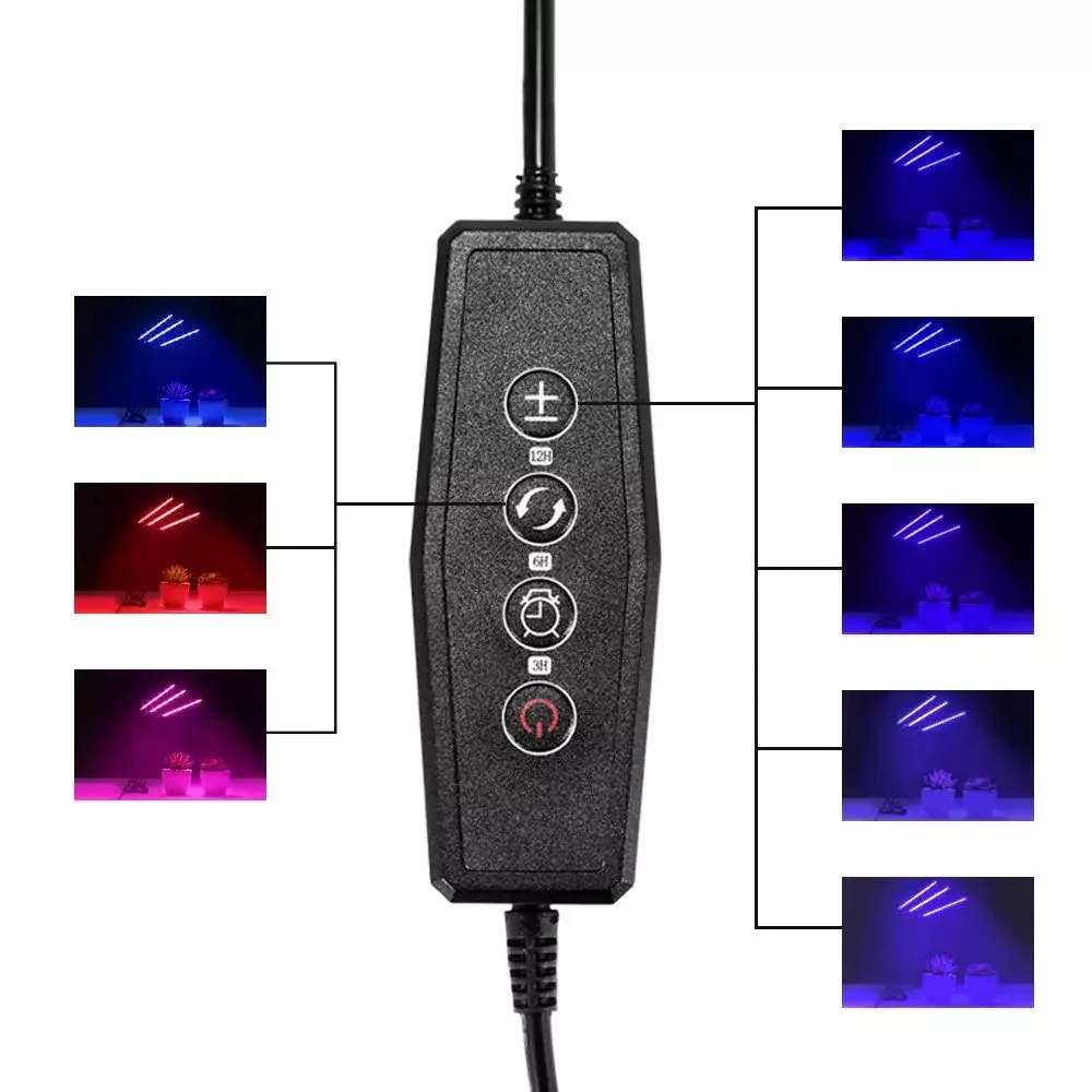 360 градусов гибкая шея 27 Вт таймер 3 головы с регулируемой яркостью Светодиодная лампа для выращивания