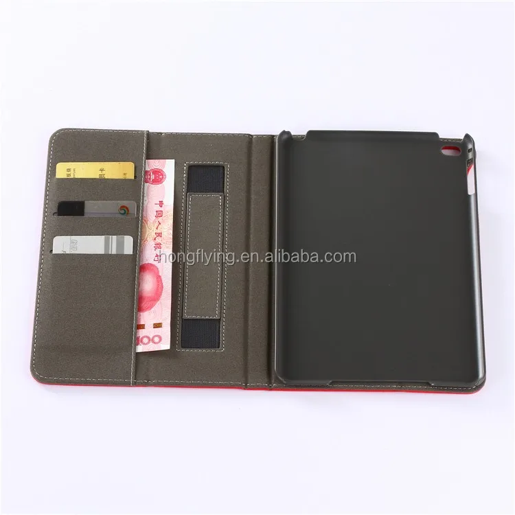 Premium leather card slot stand card holder leather tablet case for I-pad mini 4