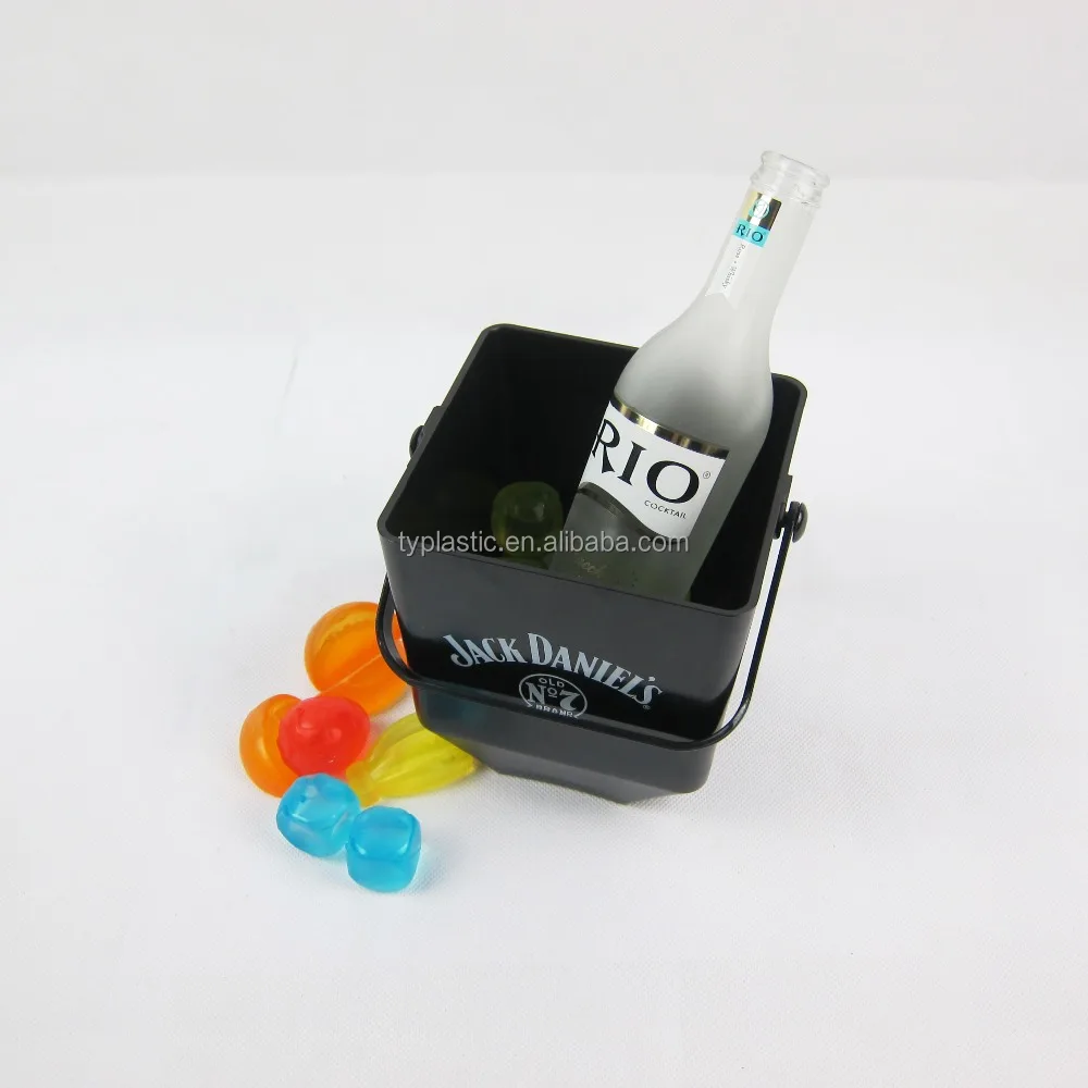 Plastic mini square ice bucket with handle