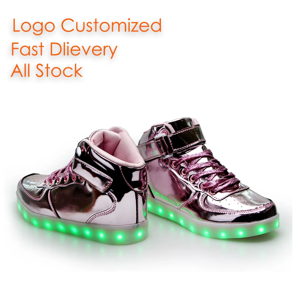 HC-A02S USB Charging 7 colors Shiny pink kids and adult led light shoes