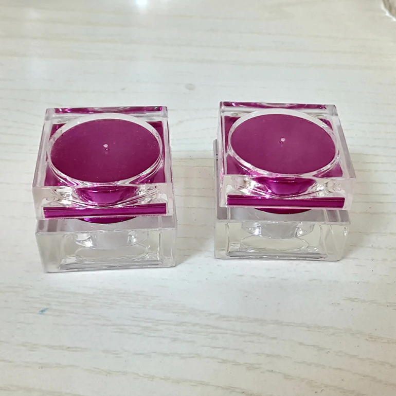 
Hengsheng factory empty clear plastic square PMMA 3g small cream jar with lids 