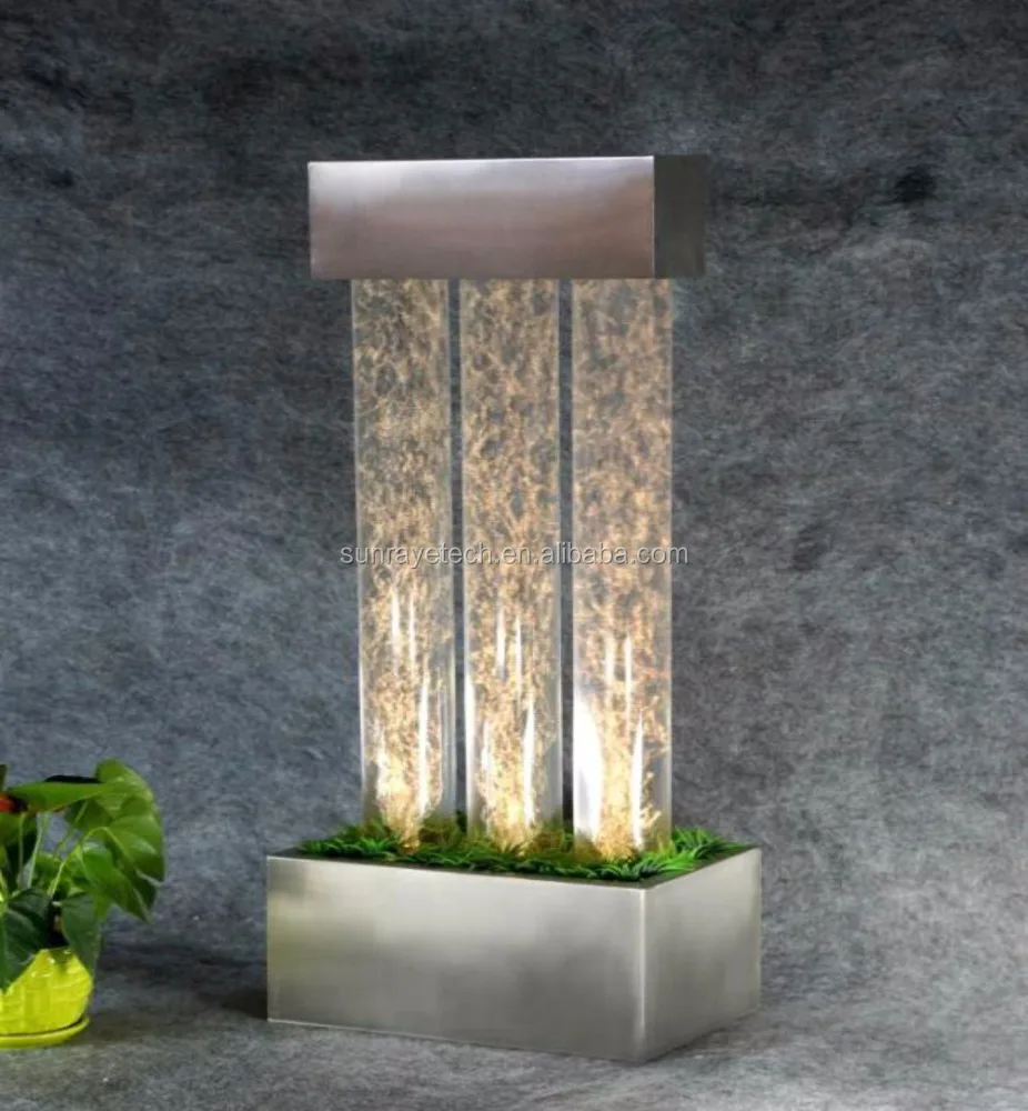 
LED Tabletop bubble column with stainless steel base decoration for ceremony holiday show banquet 