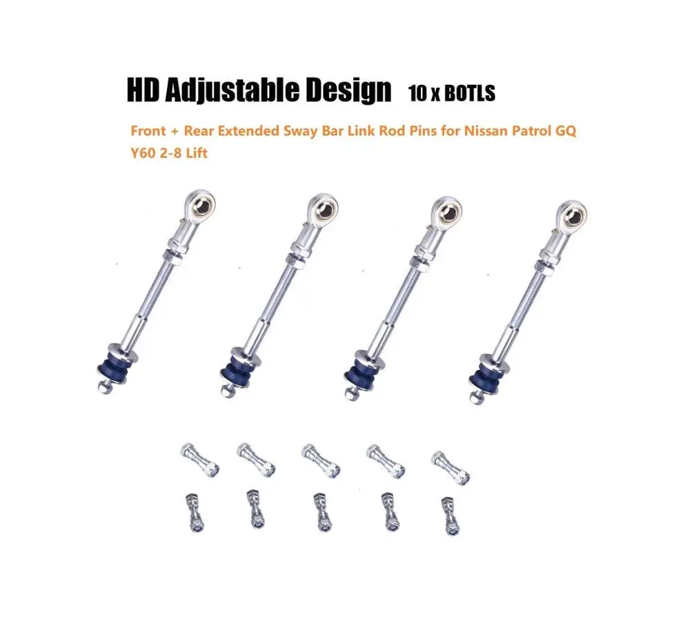
Front + Rear Extended Heavy Duty Sway Bar Link Rod Pins for Nissan Patrol GQ Y60 2
