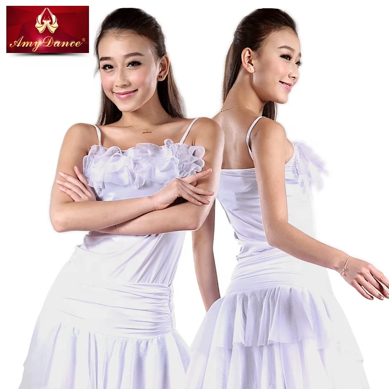 
5 color ruffle trim ladies latin ballroom square dance practice tops camisoles 