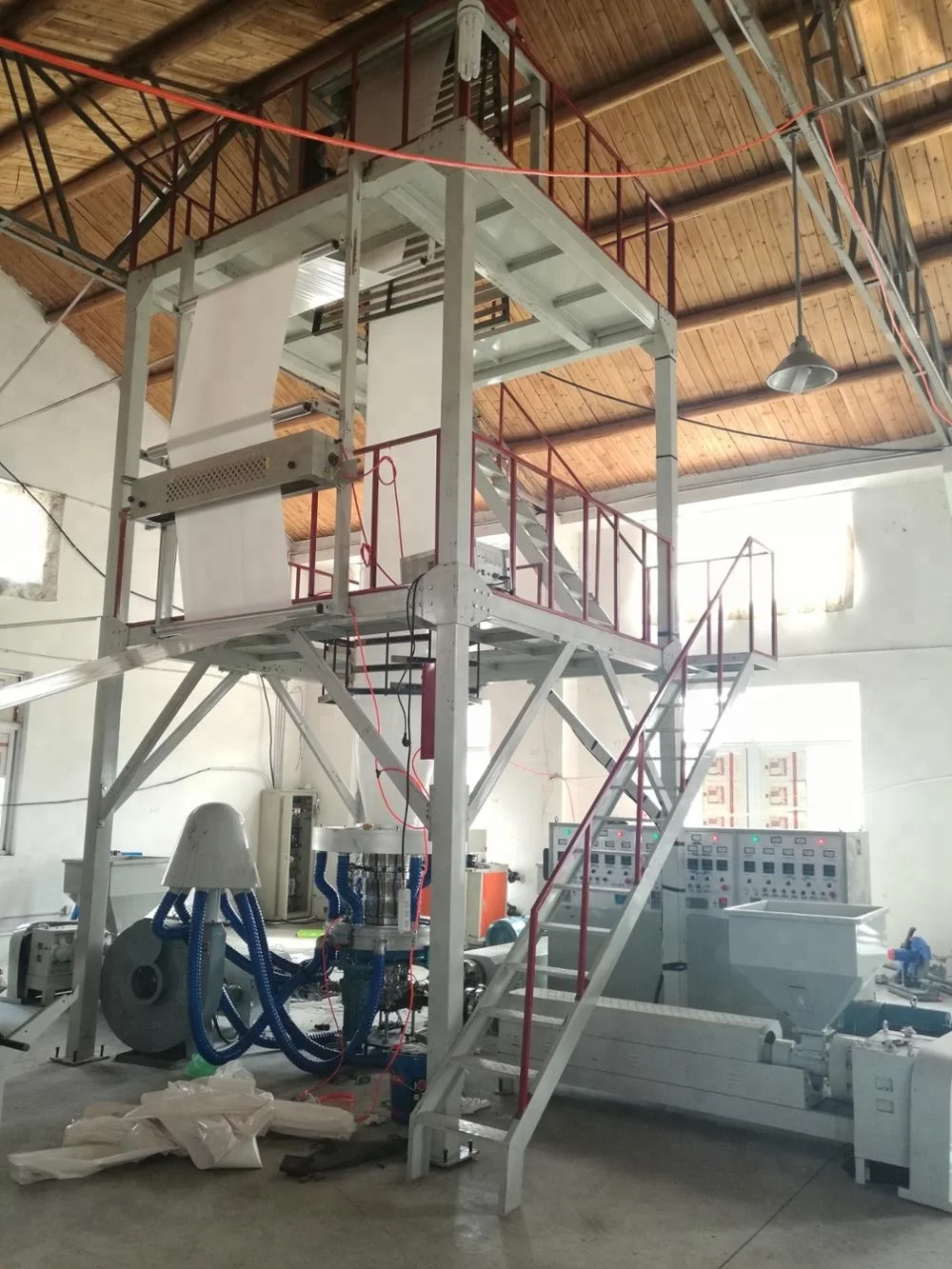 
LIFENG SJ-GS IBC System High Speed Rotary Head PE HDPE LDPE ABC 3-Layer Plastic Blown Film Blowing Co-extrusion Machine Price 