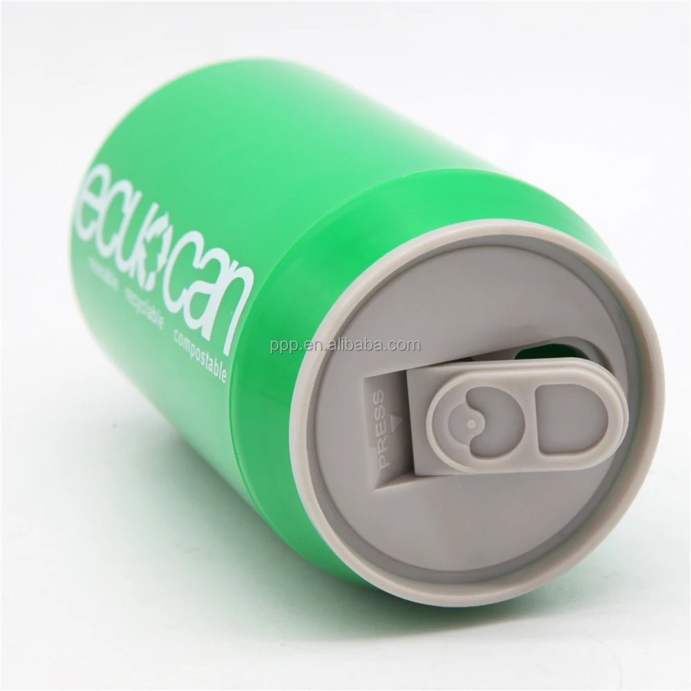 
350ml art customed cola beer shaped tin water gift cute plastic can with screw cup 