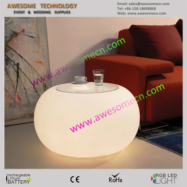 light up sofa side orange shaped glass ball table led round tea tables furniture (TP112)