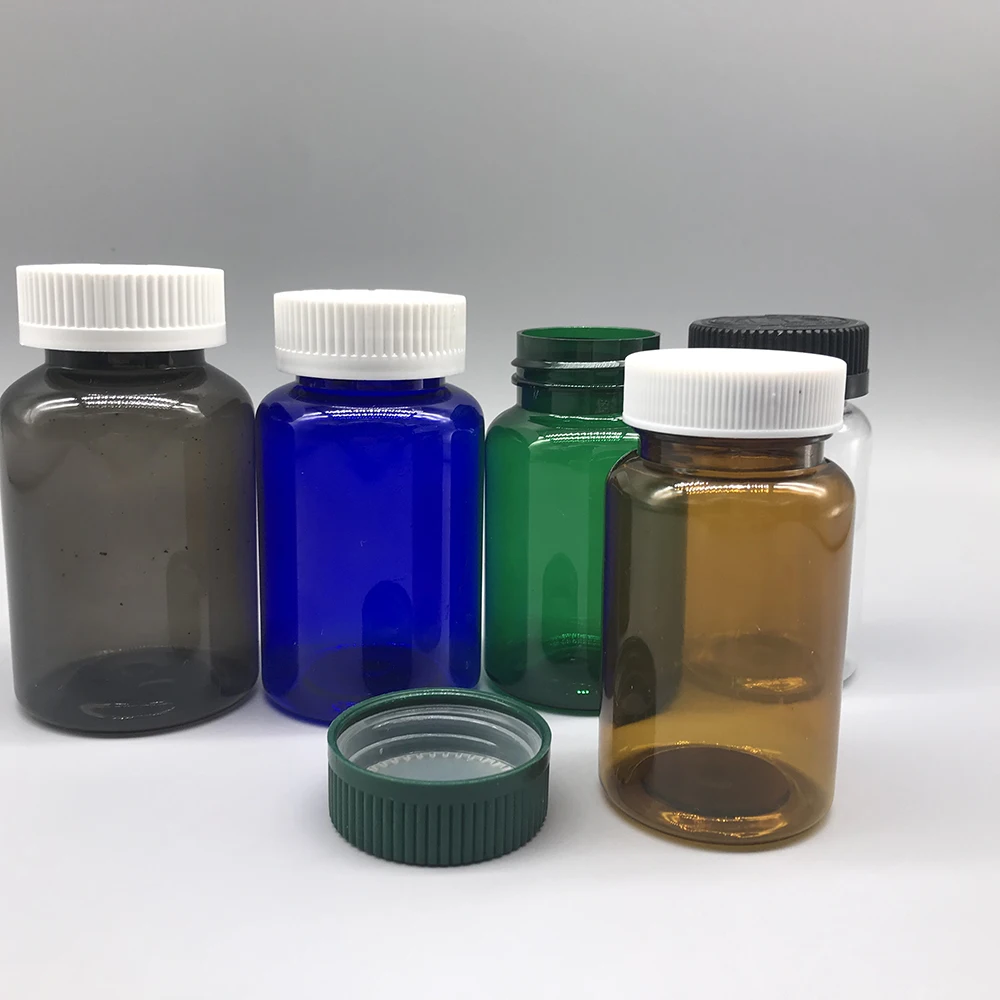 Label print Pharmaceutical 5oz 150ml pet plastic empty capsule bottle with child-proof cap