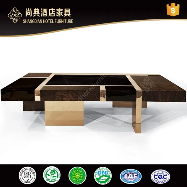 Modern Wood Coffee Table With Metal Base