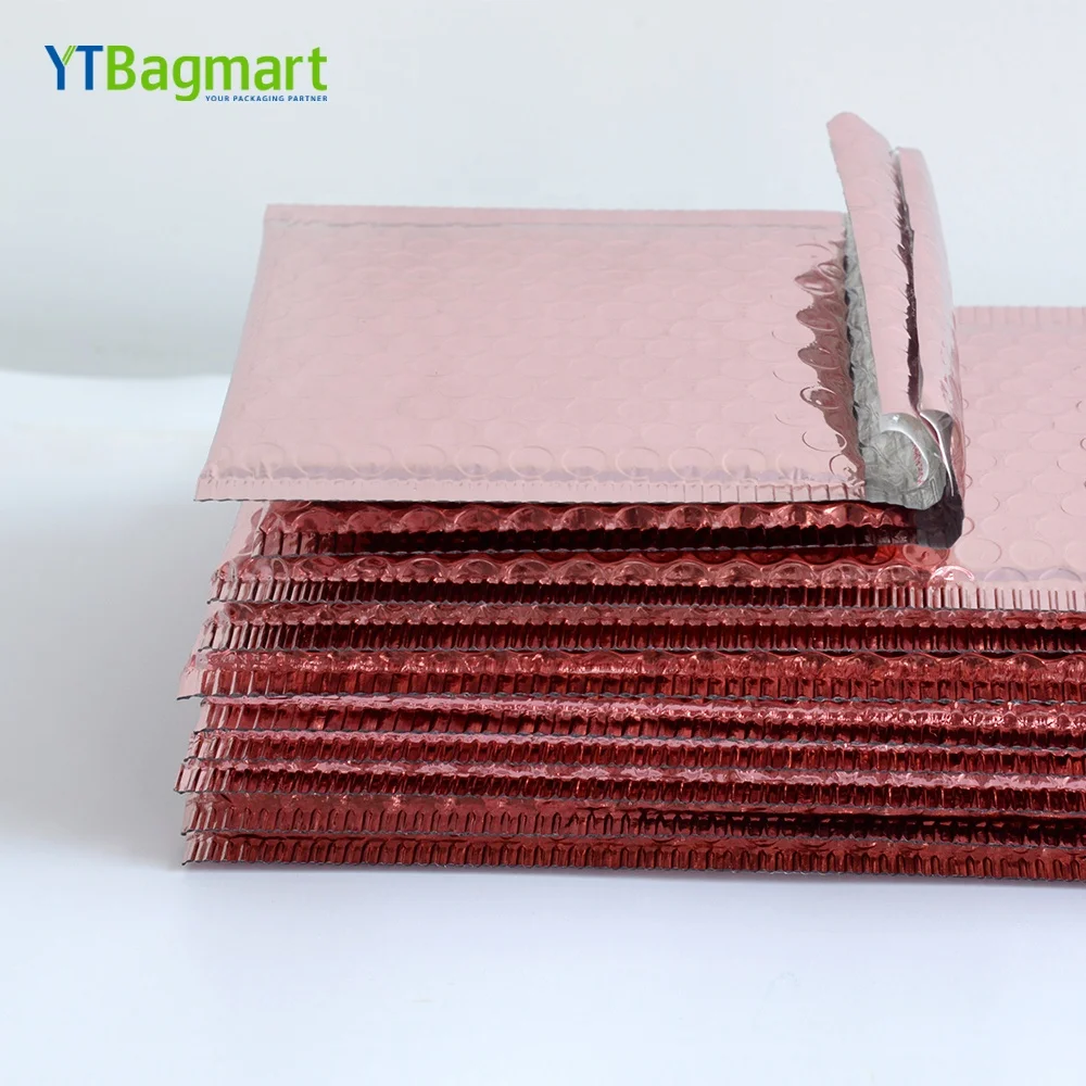 Оптовая продажа, пользовательский полиэтиленовый пакет для почтовых отправлений YTBagmart, доставка одежды, розовое золото, пузырчатая почта