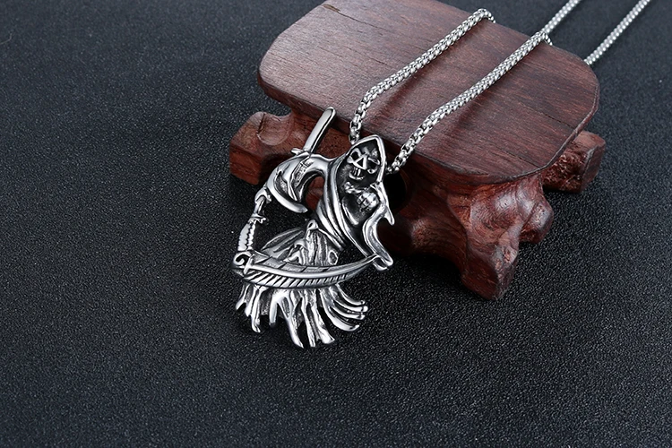 Новые Мужские Череп Мрачный Жнец анархии из нержавеющей стали Байкер кулон ювелирные изделия в стиле панк, в наличии