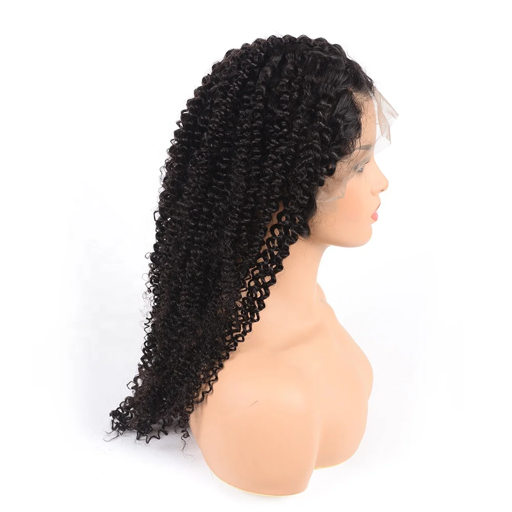 Factory Price Natural Color Kinky Curl Raw Human Hair 360 Lace Frontal Wig