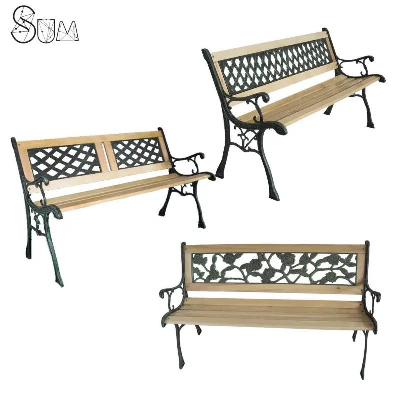 Wooden strips cast iron garden bench