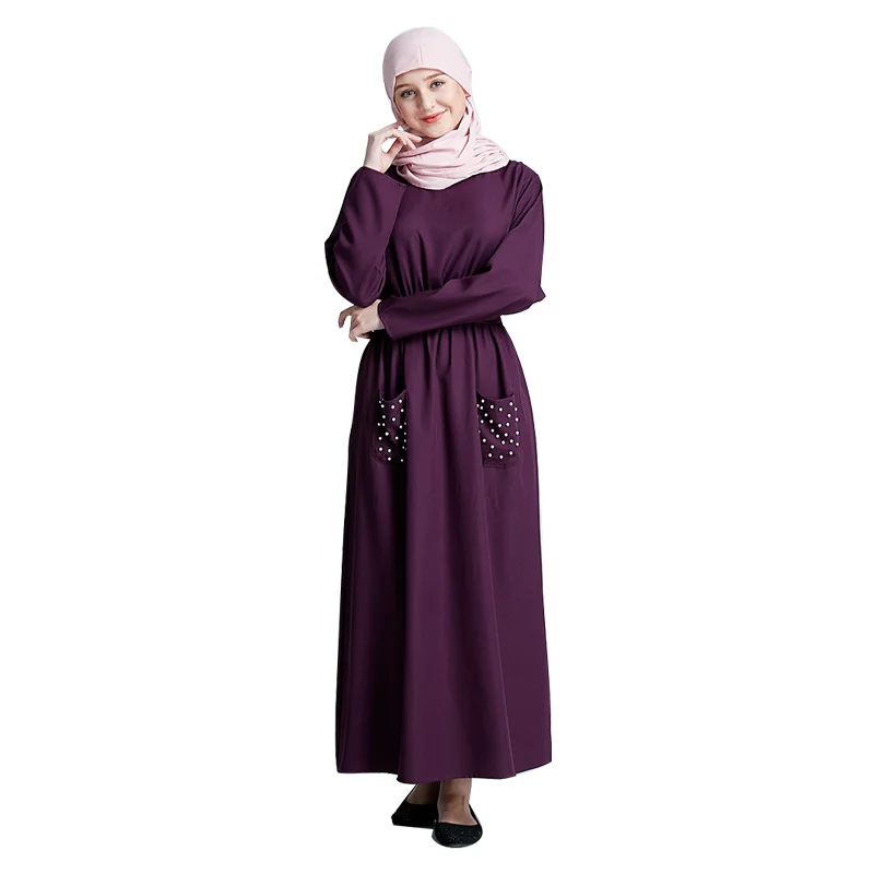 2018 Fashion Muslim Dress For Women Long Sleeve Loose Solid Maxi  Dress Hijab Abaya Latest Burqa Designs Pictures