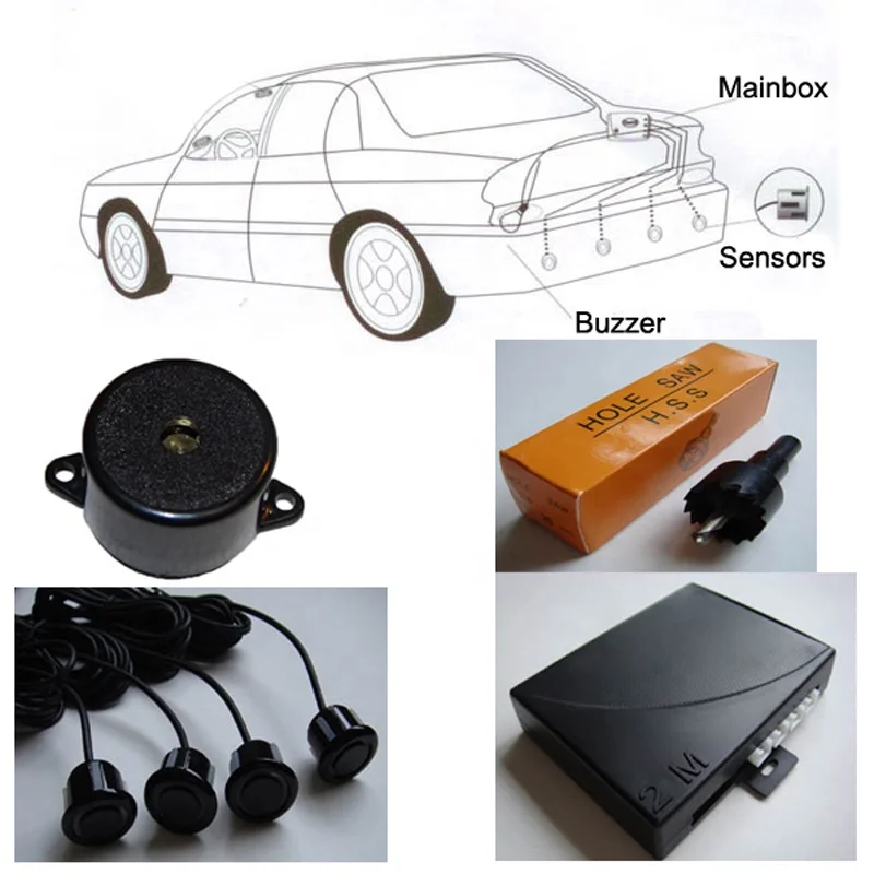 Parking Reversing Sensor Kit Buzzer System Alarm Car Parking Assistan System