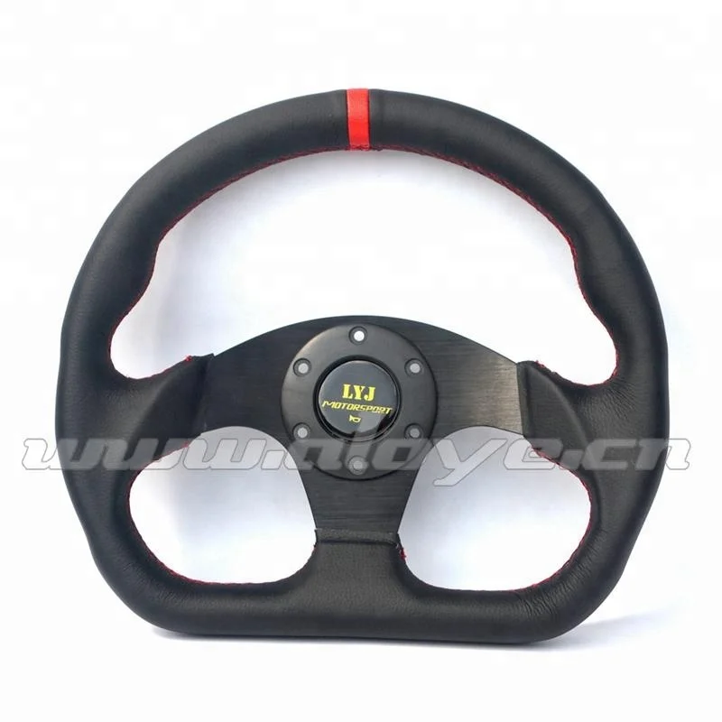 325MM Aluminum Spoke Leather Car Steering Wheel