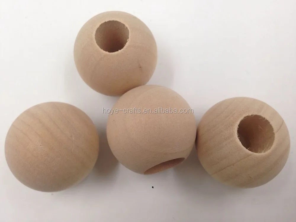 Popular 10mm Wooden Beads With  Hole Wood Round Ball Solid Natural Wooden Bead Accessories