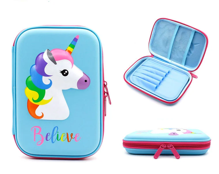 
Big Capacity Unicorn Pencil Case with Zipper for School Kids 