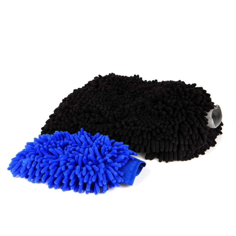 Extra Larger Auto Wash Cleaning Car Microfiber Chenille blue black Wash Mitt 11x 14 inches