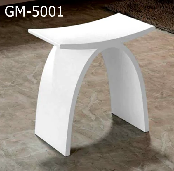 GeMei factory new design solid surface stool aritificial stone shower bench  bathroom stool taburetes para ducha