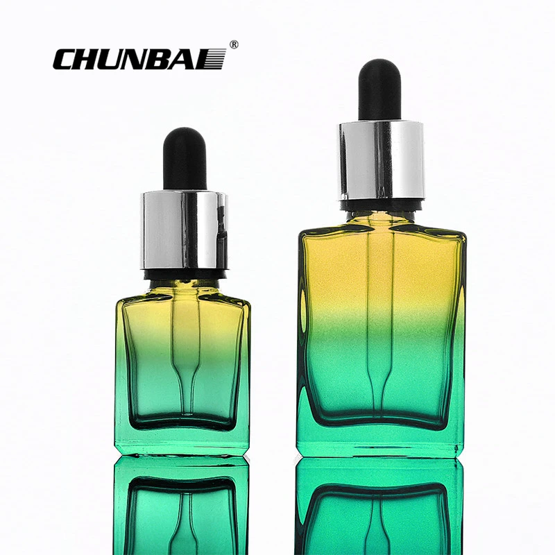 amber clear green rectangular glass bottle for smoking oil glass dropper bottle