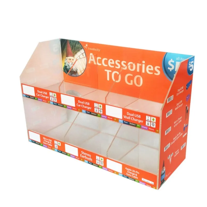 Custom acrylic data wire earphone cell phone accessory display stand