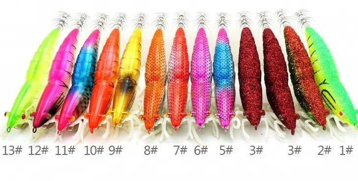 Wholesale 10.5cm/10gBig-eyed luminous wood shrimp squid hook 10cm/9g shrimp Lure 6 Color Mix fishing