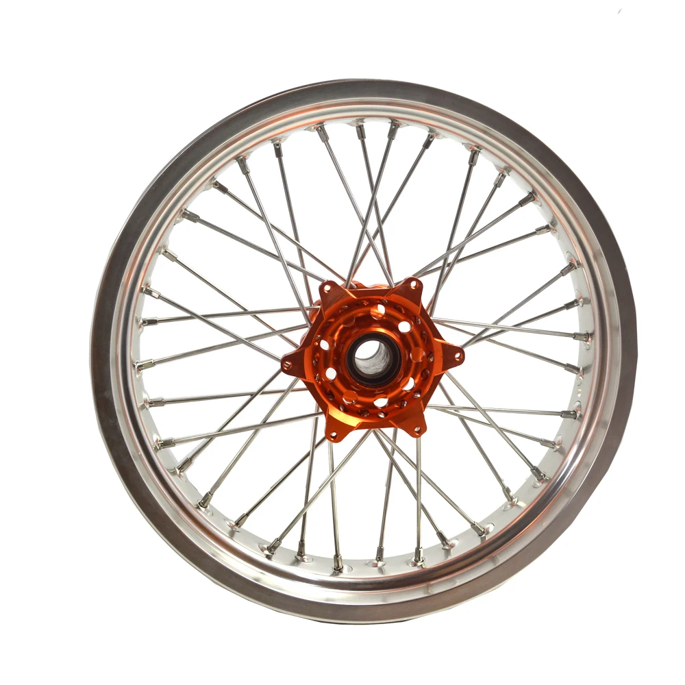2019 New Style Supermoto  wheels with rim Silver  Orange Hubs   EXC SXF