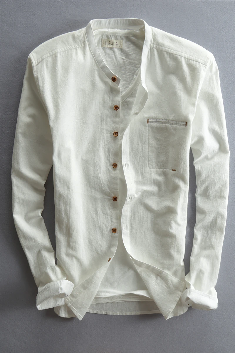 Оптовая продажа, мужские рубашки на пуговицах, хлопковые рубашки с длинными рукавами на заказ из конопли