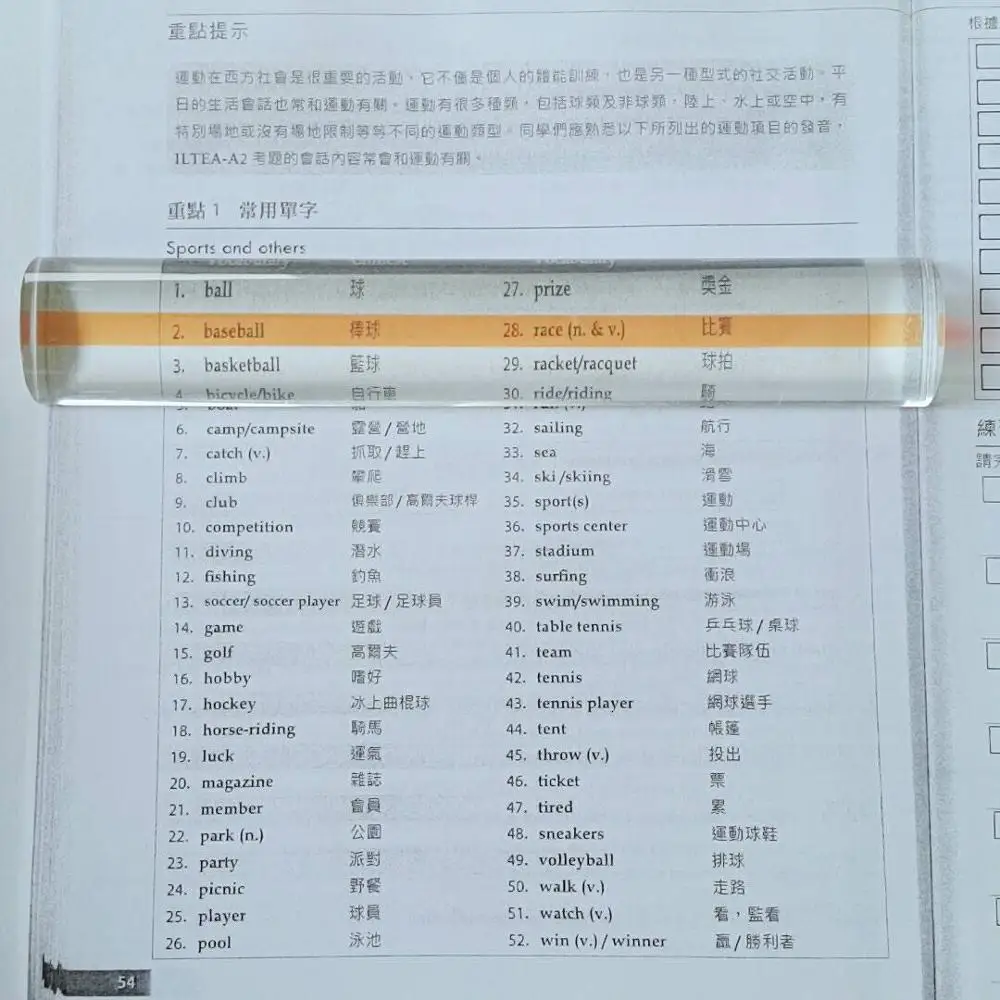 Transparent Ruler Reading Magnifying Glass Bar with Tracker Line