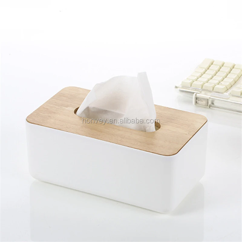 
Minimalist Plastic Tissue Box Dispenser With Oak Wooden Cover Paper Home Car Napkins Holder Home Organizer Decoration 