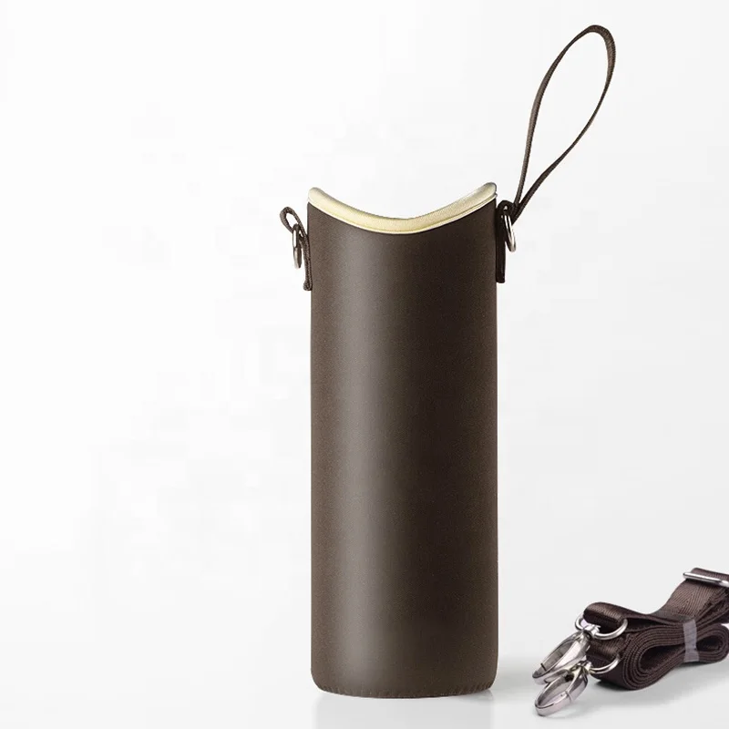 Customized Logo Water Bottle Sleeve,Neoprene Water Bottle Holder With Shoulder Strap